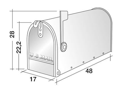 ALUBOX CASSETTA POSTALE MOD. TOPOLINO "USA MAIL" COLORE ARGENTO