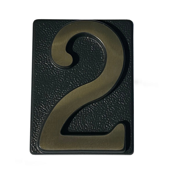 ALUBOX NUMERO CIVICO "2" IN OTTONE PER TARGA GRIGIO/OTTONE LUCIDO