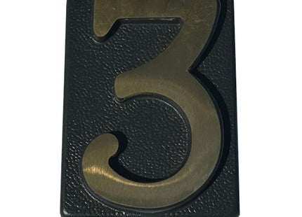 ALUBOX NUMERO CIVICO "3" IN OTTONE PER TARGA GRIGIO/OTTONE LUCIDO
