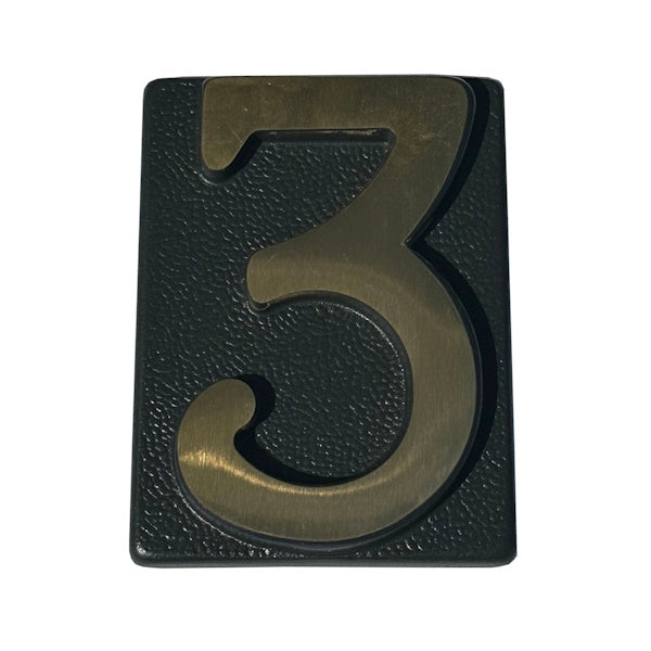 ALUBOX NUMERO CIVICO "3" IN OTTONE PER TARGA GRIGIO/OTTONE LUCIDO