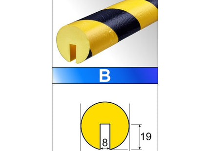 AMPERE PROFILO TIPO "B" A INCASTRO D.MM40 MM19X8 MT1 GIALLO/NERO