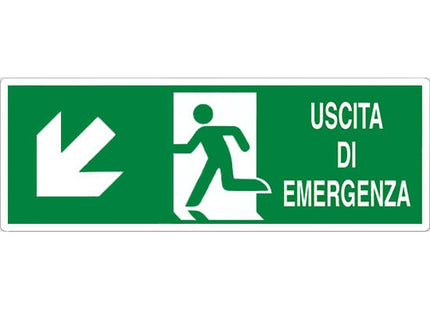 SEGNALE USCITA DI EMERGENZA (SCALA IN BASSO A SX) IN ALLUMINIO MM350X125