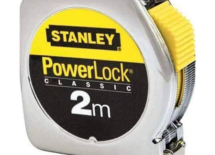 STANLEY FLESSOMETRO POWERLOCK CASSA IN ABS CROMATO MT 2 NASTRO MM12,7*