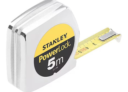 STANLEY FLESSOMETRO POWERLOCK CASSA IN ABS CROMATO MT 5 NASTRO MM19