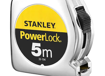 STANLEY FLESSOMETRO POWERLOCK CASSA IN ABS CROMATO MT 5 NASTRO MM19