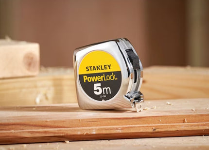 STANLEY FLESSOMETRO POWERLOCK CASSA IN ABS CROMATO MT 5 NASTRO MM19