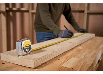 STANLEY FLESSOMETRO POWERLOCK CASSA IN ABS CROMATO MT 8 NASTRO MM25