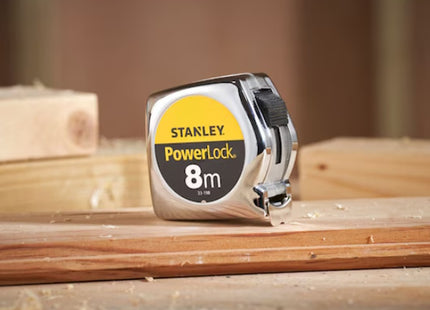 STANLEY FLESSOMETRO POWERLOCK CASSA IN ABS CROMATO MT 8 NASTRO MM25