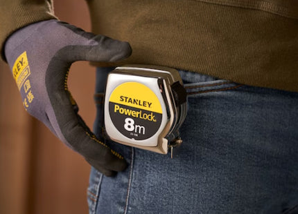 STANLEY FLESSOMETRO POWERLOCK CASSA IN ABS CROMATO MT 8 NASTRO MM25