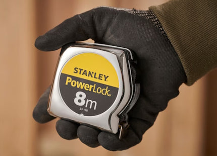 STANLEY FLESSOMETRO POWERLOCK CASSA IN ABS CROMATO MT 8 NASTRO MM25