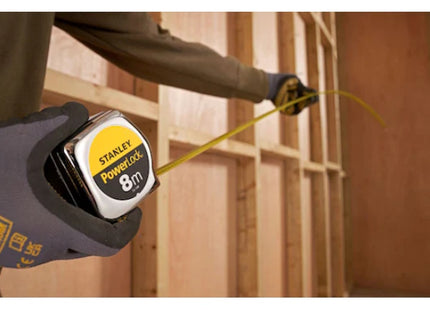 STANLEY FLESSOMETRO POWERLOCK CASSA IN ABS CROMATO MT 8 NASTRO MM25