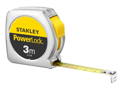 STANLEY FLESSOMETRO POWERLOCK CASSA IN ABS CROMATO MT 3 NASTRO MM12,7