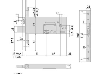 CISA ELETTROSERRATURA DA INFILARE PER FASCE H.MM78 ENTRATA MM90 AMBIDX