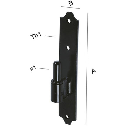 OM4 CARDINE SU LAMA MM190X45X4 PERNO D.MM14 RIALZO MM14 NERO