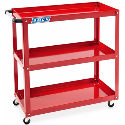 OMCN CARRELLO PORTA ATTREZZI A 3 RIPIANI SMONTABILE PORTATA KG120 ROSSO