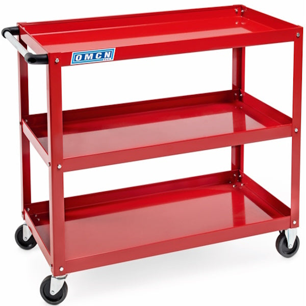 OMCN CARRELLO PORTA ATTREZZI A 3 RIPIANI SMONTABILE PORTATA KG150 ROSSO