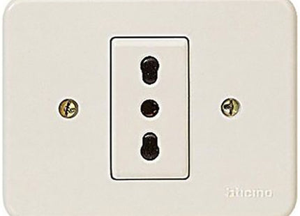 BTICINO DOMINO PRESA BIPASSO 2P+T 10/16A AVORIO*