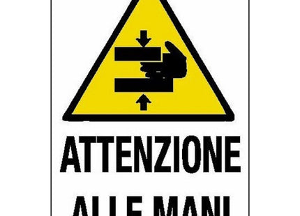 SEGNALE ATTENZIONE ALLE MANI IN ALLUMINIO MM360X360*