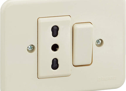 BTICINO DOMINO 1 DEVIATORE UNIPOLARE 6A+1 PRESA BIPASSO 2P AVORIO