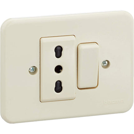 BTICINO DOMINO 1 DEVIATORE UNIPOLARE 6A+1 PRESA BIPASSO 2P AVORIO