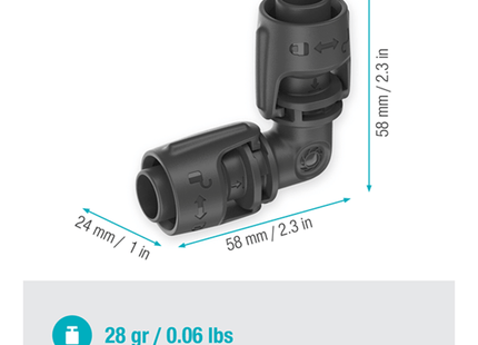GARDENA 13202 RACCORDO A L PER TUBO DA MM13 (1/2") PZ.5
