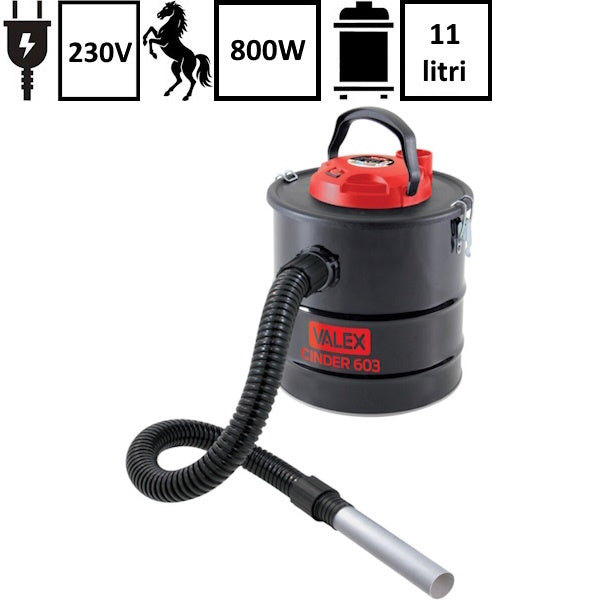 VALEX ASPIRATORE PER CENERE CINDER  603 DA LT 11 POTENZA MOTORE 800W