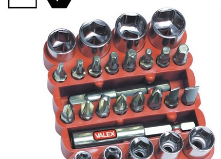 VALEX SET INSERTI E BUSSOLE DA 1/4" IN CUSTODIA DA 27 PEZZI