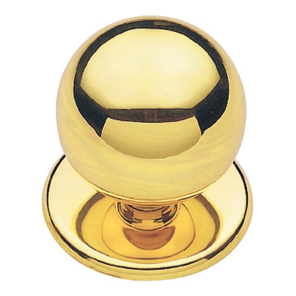 POMOLO A SFERA IN OTTONE LUCIDO CON RONDELLA E VITE PASSANTE M8 D.MM60*