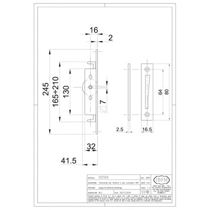 IBFM CREMONESE PER FINESTRA A GIRO COMPLETO 180° ART. 169B BRONZATA