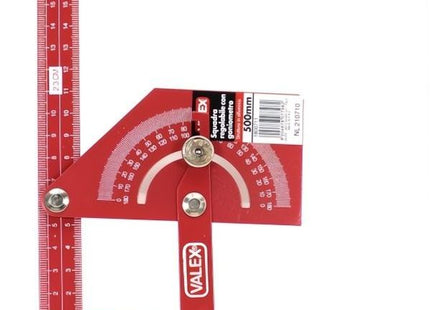 VALEX SQUADRA REGOLABILE CON GONIOMETRO IN ALLUMINIO MM500