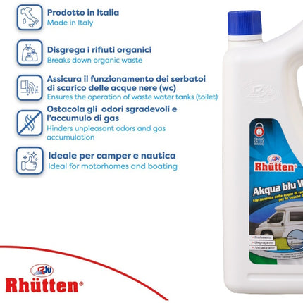 RHUTTEN AKQUA BLU WC CAMPER DISGREGANTE ANTIFERMENTATIVO FLACONE LT2