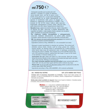RHUTTEN PULIVETRO ANTIPIOGGIA E ANTIAPPANNANTE SPRAY ML750
