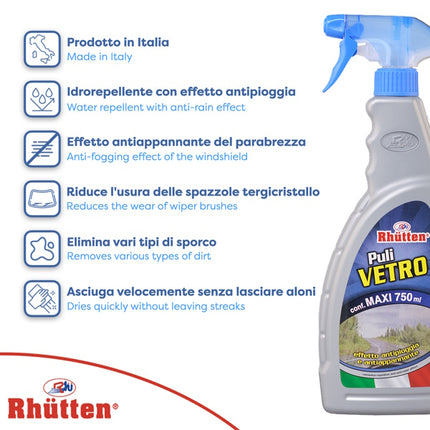 RHUTTEN PULIVETRO ANTIPIOGGIA E ANTIAPPANNANTE SPRAY ML750