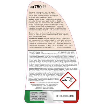 RHUTTEN FULIGGI STOP RIMUOVI FULIGGINE DA VETRI CAMINI SPRAY ML750