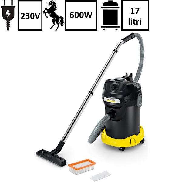 KARCHER ASPIRAPOLVERE/ASPIRACENERE AD 4 PREMIUM BIDONE DA LT17 600W