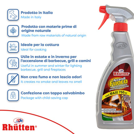 RHUTTEN ACCENDIFUOCO PER CAMINI E BARBECUE SPRAY ML750