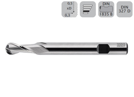 WSG FRESA CILINDRICA SEMISFERICA CORTA 2T HSS CO8 D.MM 4X 51*
