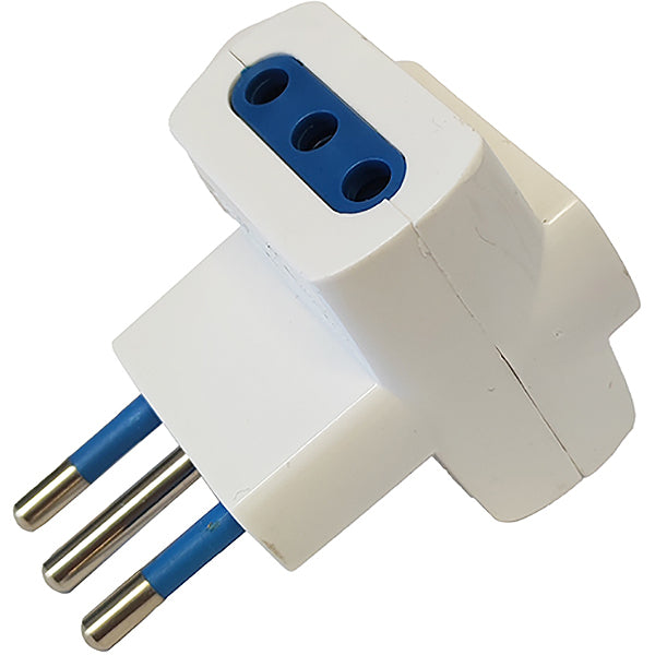 FAEG ADATTATORE TRIPLO CON SPINA 2P+T 10A 3 PRESE 2P+T 10A 250V