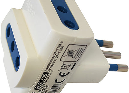 FAEG ADATTATORE TRIPLO CON SPINA 2P+T 10A 3 PRESE 2P+T 10A 250V