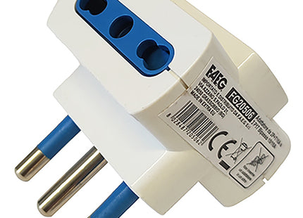 FAEG ADATTATORE TRIPLO CON SPINA 2P+T 16A 3 PRESE BIPASSO 2P+T 250V