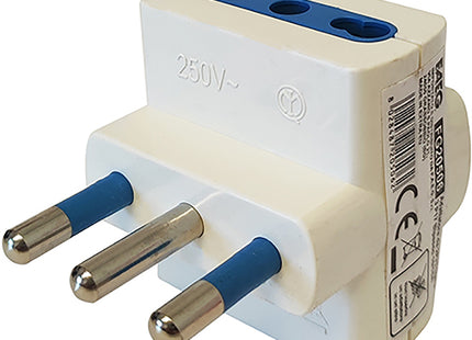 FAEG ADATTATORE TRIPLO CON SPINA 2P+T 16A 3 PRESE BIPASSO 2P+T 250V