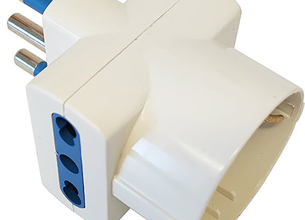 FAEG ADATTATORE TRIPLO SPINA 2P+T 16A 1 PRESA SCHUKO 2 PRESE BIPASSO