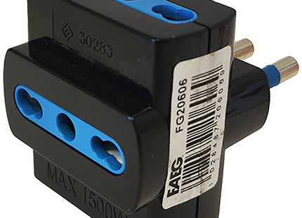 FAEG ADATTATORE TRIPLO CON SPINA 2P+T 16A 3 PRESE BIPASSO 2P+T 250V