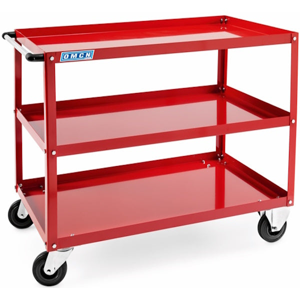 OMCN CARRELLO PORTA ATTREZZI A 3 RIPIANI SMONTABILE PORTATA KG180 ROSSO