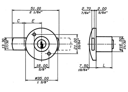MERONI SERRATURA DA APPLICARE CON CILINDRO PER MOBILI ART.2131