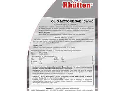 RHUTTEN OLIO MOTORE 4T 15W-40