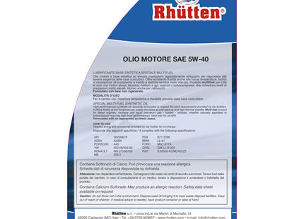 RHUTTEN OLIO MOTORE 4T  5W-40