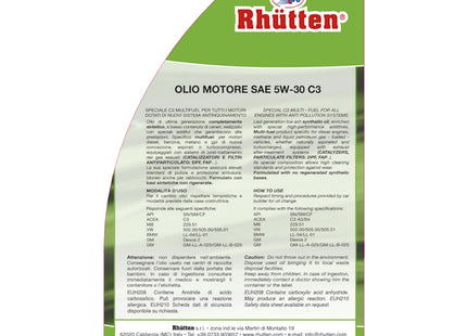 RHUTTEN OLIO MOTORE 4T  5W-30 C3