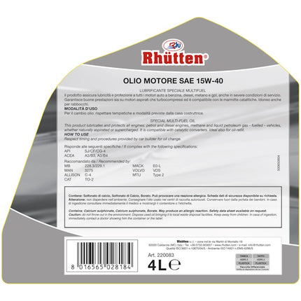 RHUTTEN OLIO MOTORE 4T 15W-40