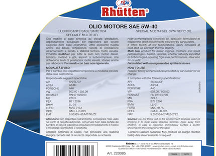RHUTTEN OLIO MOTORE 4T  5W-40